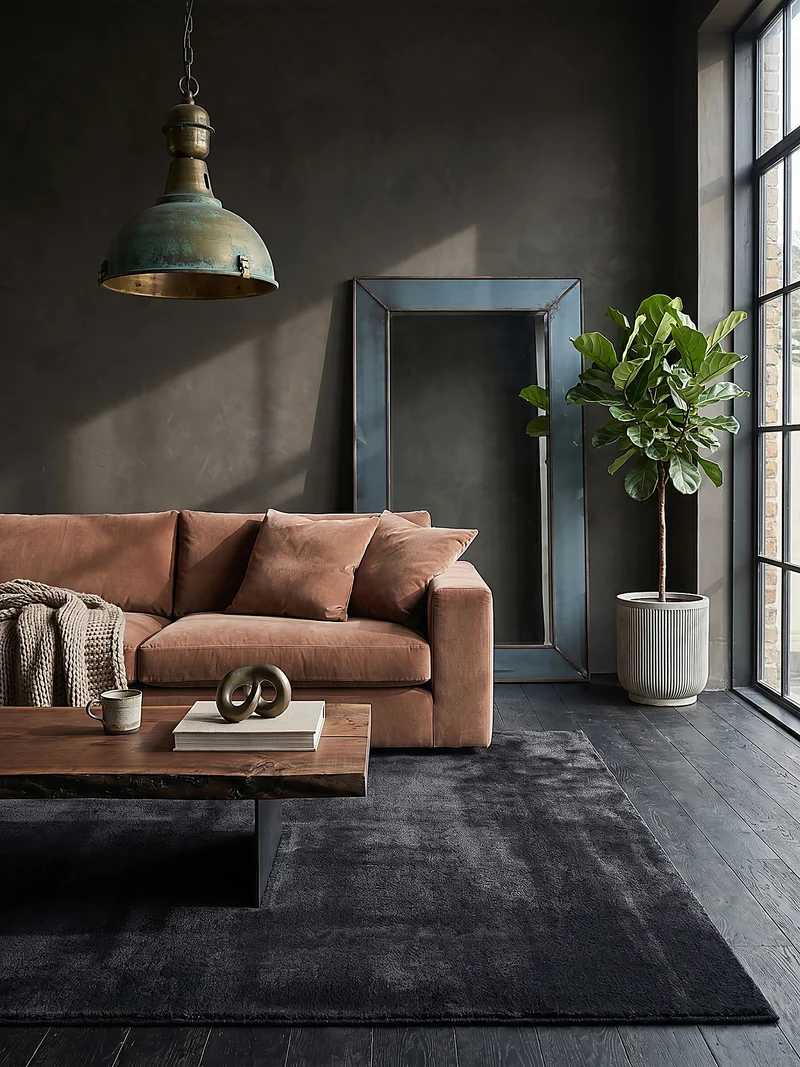 Kurzflor-Teppich Uni plüschig - Polyester, 12 mm Gesamthöhe