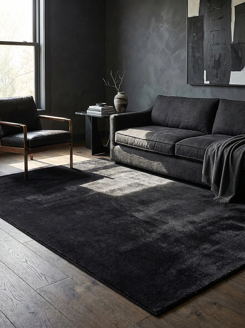 Kurzflor-Teppich Uni plüschig - Polyester, 12 mm Gesamthöhe