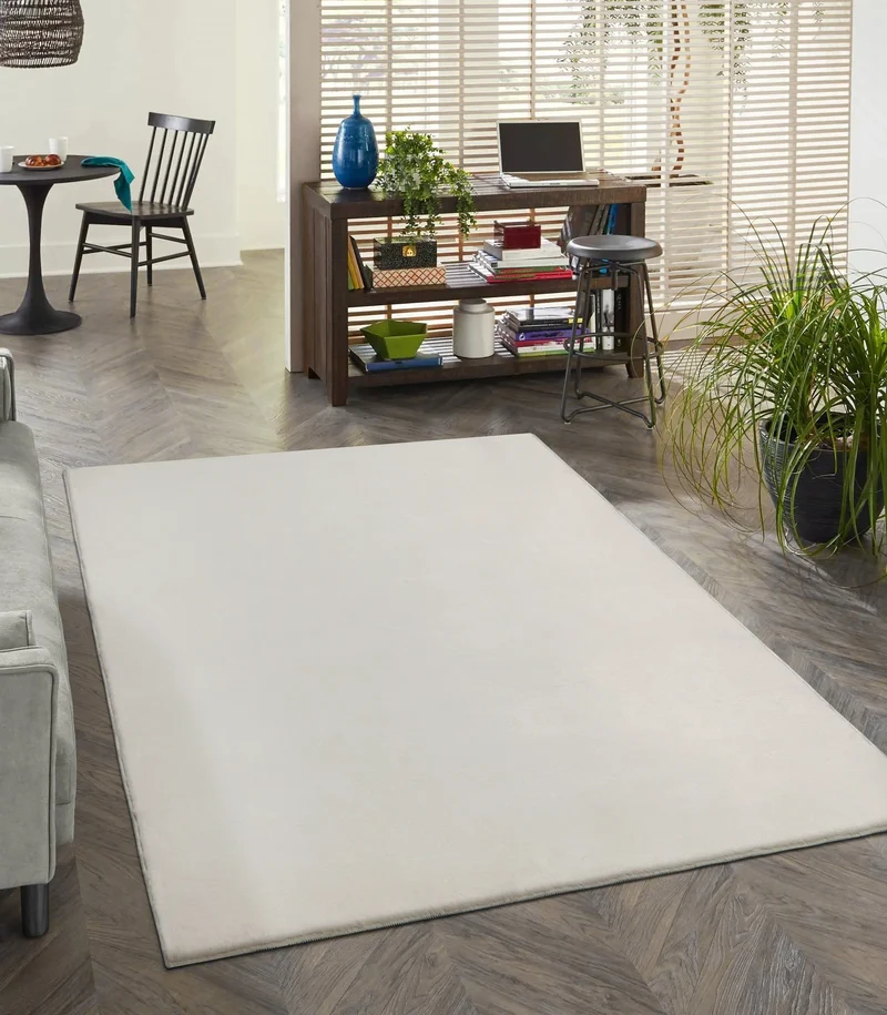 Kurzflor-Teppich Uni plüschig - Polyester, 12 mm Gesamthöhe