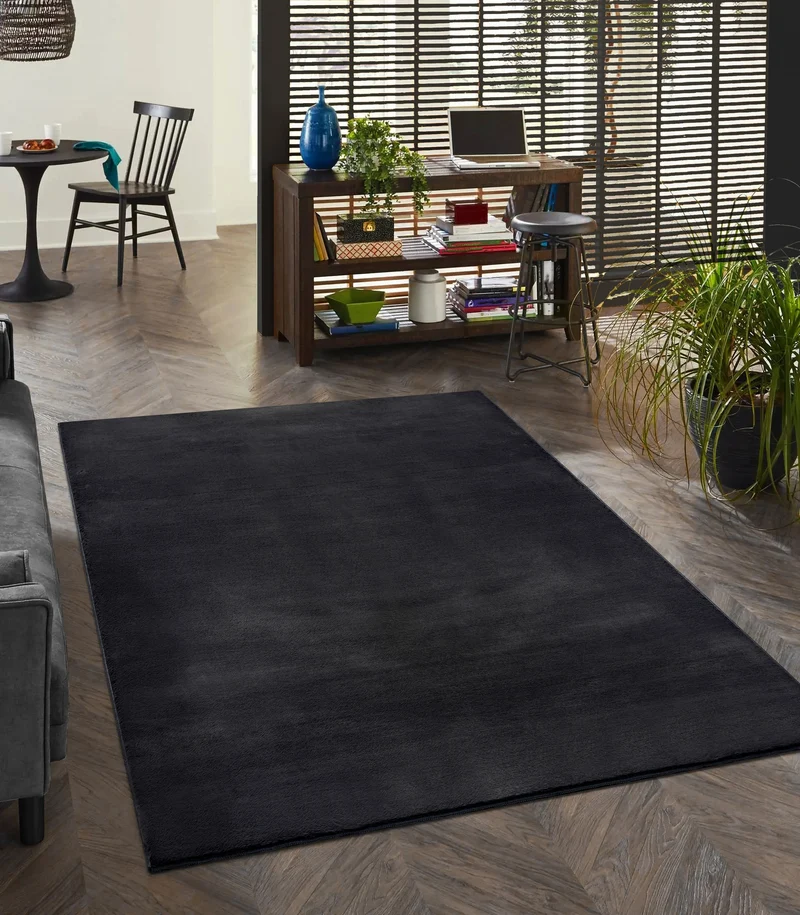 Kurzflor-Teppich Uni plüschig - Polyester, 12 mm Gesamthöhe