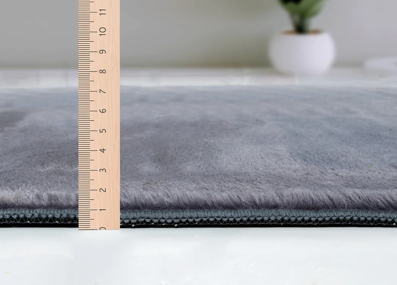 Kurzflor-Teppich Uni plüschig - Polyester, 12 mm Gesamthöhe