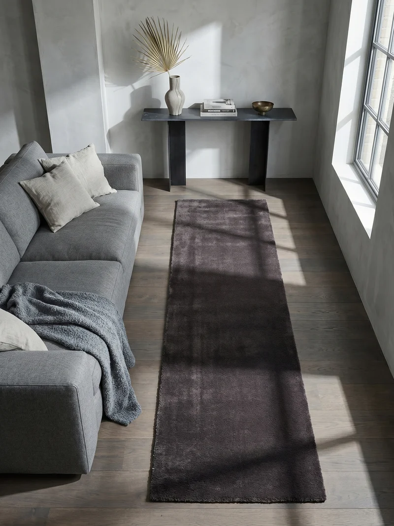 Kurzflor-Teppich Uni plüschig - Polyester, 14 mm Gesamthöhe
