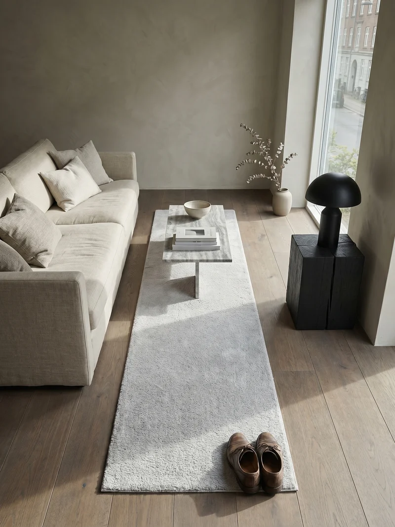 Kurzflor-Teppich Uni plüschig - Polyester, 14 mm Gesamthöhe