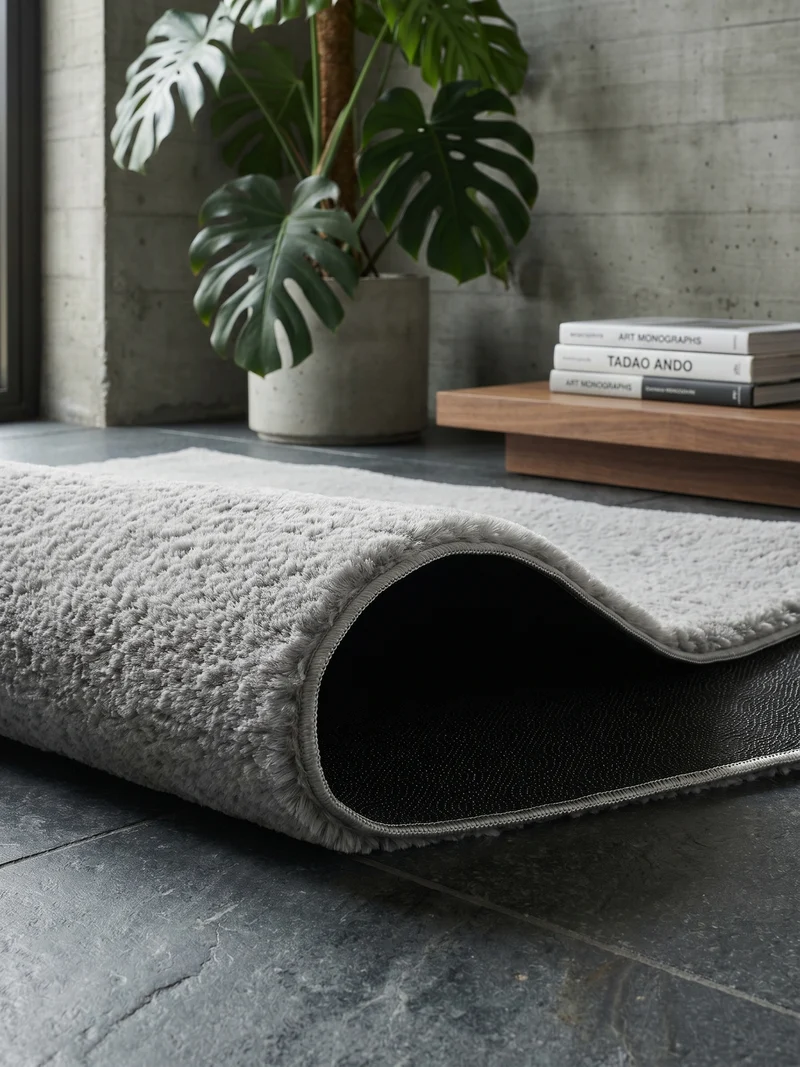 Kurzflor-Teppich Uni plüschig - Polyester, 14 mm Gesamthöhe