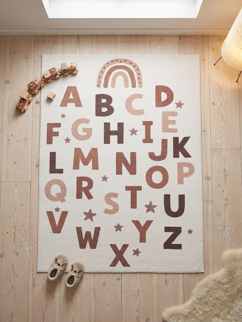 Kinderteppich ABC-Alphabet Waschbar mit Rutschstopp