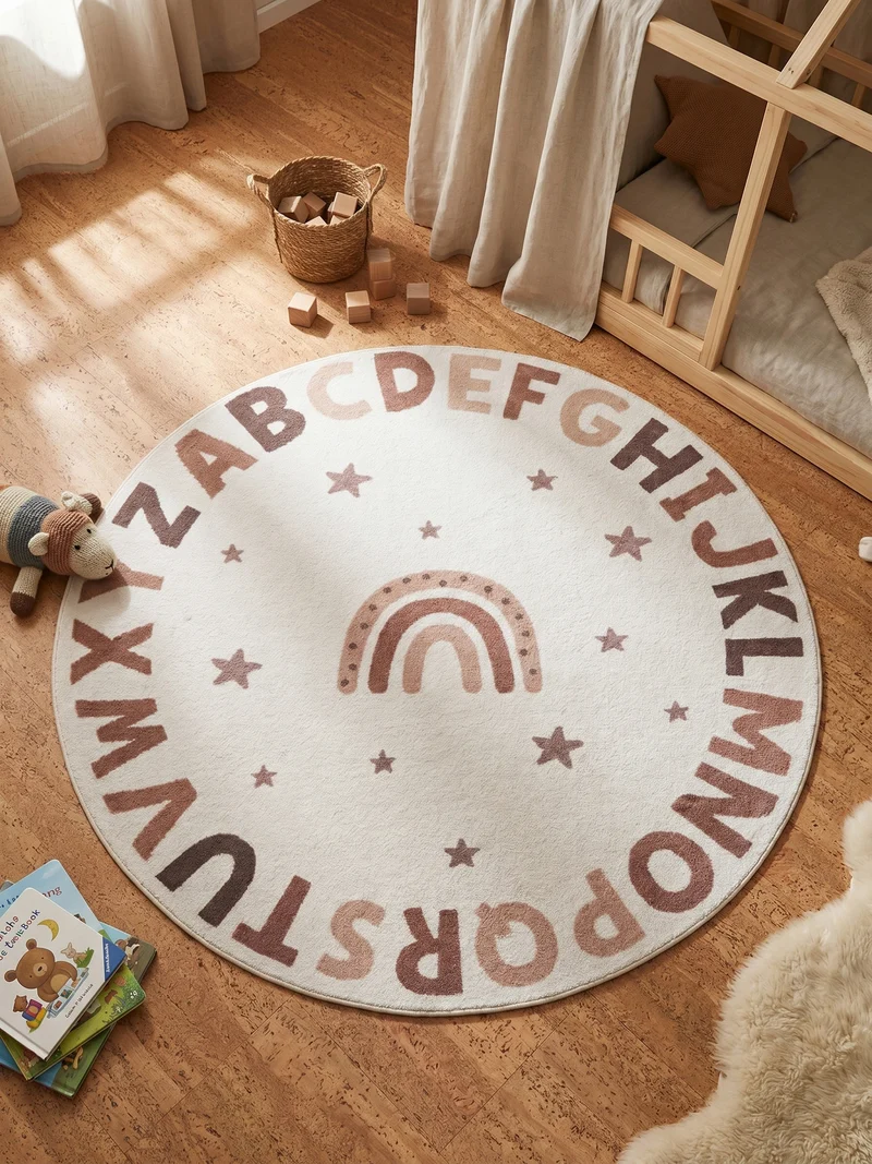 Kinderteppich ABC-Alphabet Waschbar mit Rutschstopp