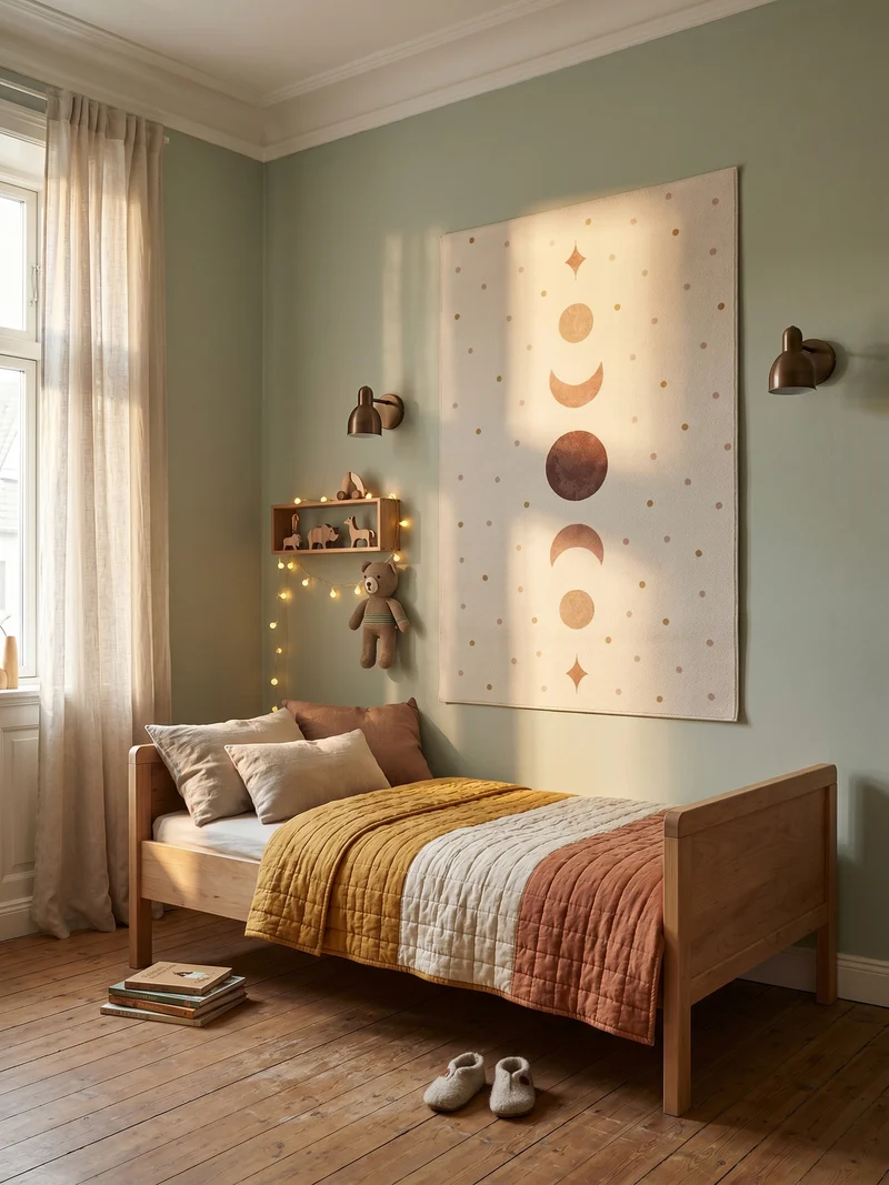 Kinderteppich Mond & Sterne Boho Waschbar