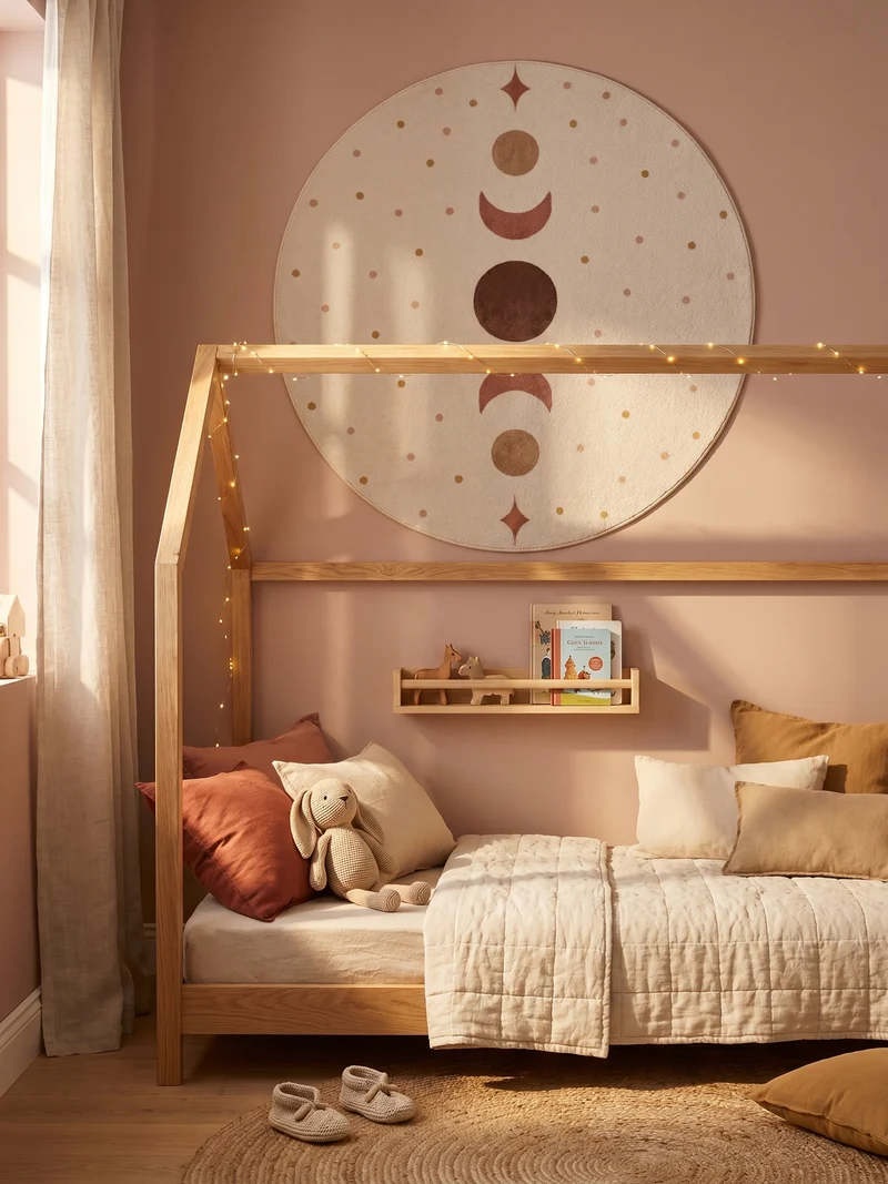 Kinderteppich Mond & Sterne Boho Waschbar