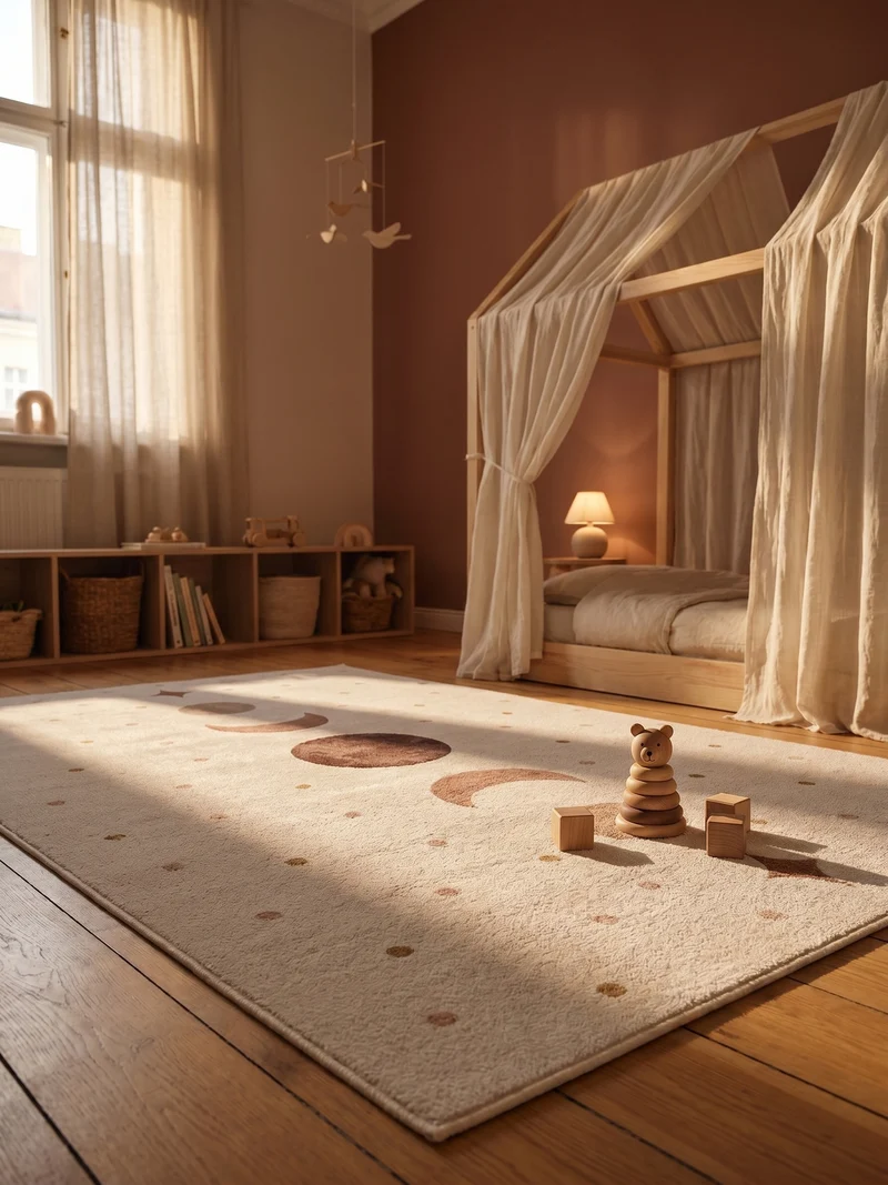 Kinderteppich Mond & Sterne Boho Waschbar