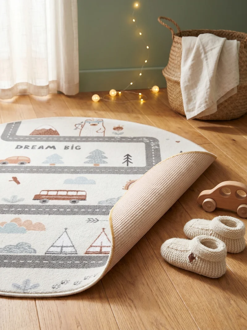 Kinderteppich Straßenkarte Spielteppich Waschbar