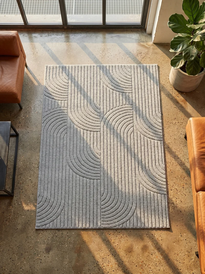 Flachgewebe-Teppich mit geometrischen Bögen Pflegeleicht