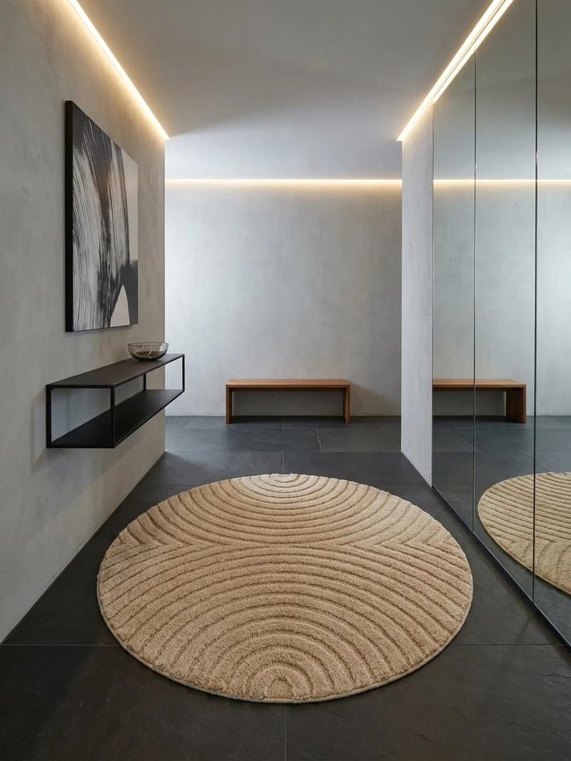 Hochflorteppich mit 3D-Relief Organische Bögen Waschbar