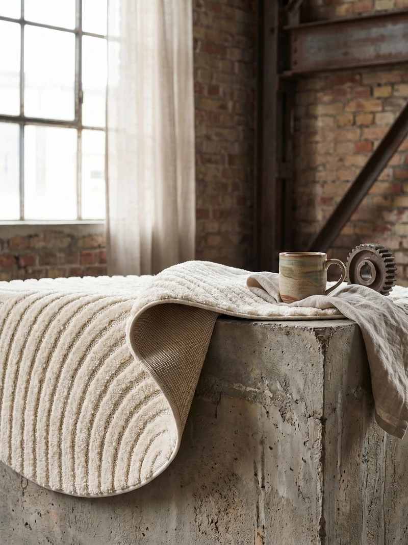Hochflorteppich mit 3D-Relief Organische Bögen Waschbar