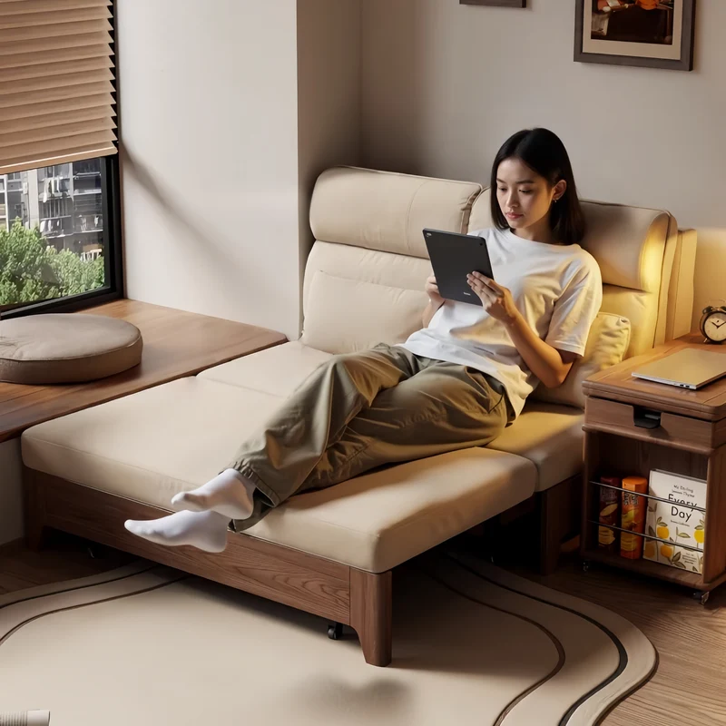 3-in-1-Schlafsofa mit stabilem Metallrahmen und Stauraum darunter