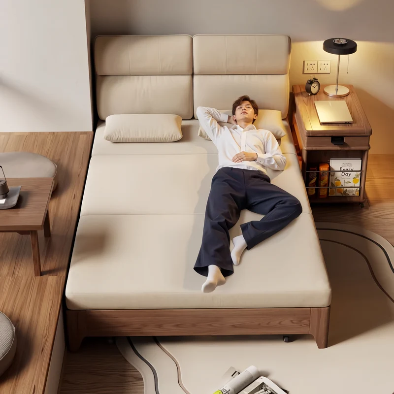 3-in-1-Schlafsofa mit stabilem Metallrahmen und Stauraum darunter