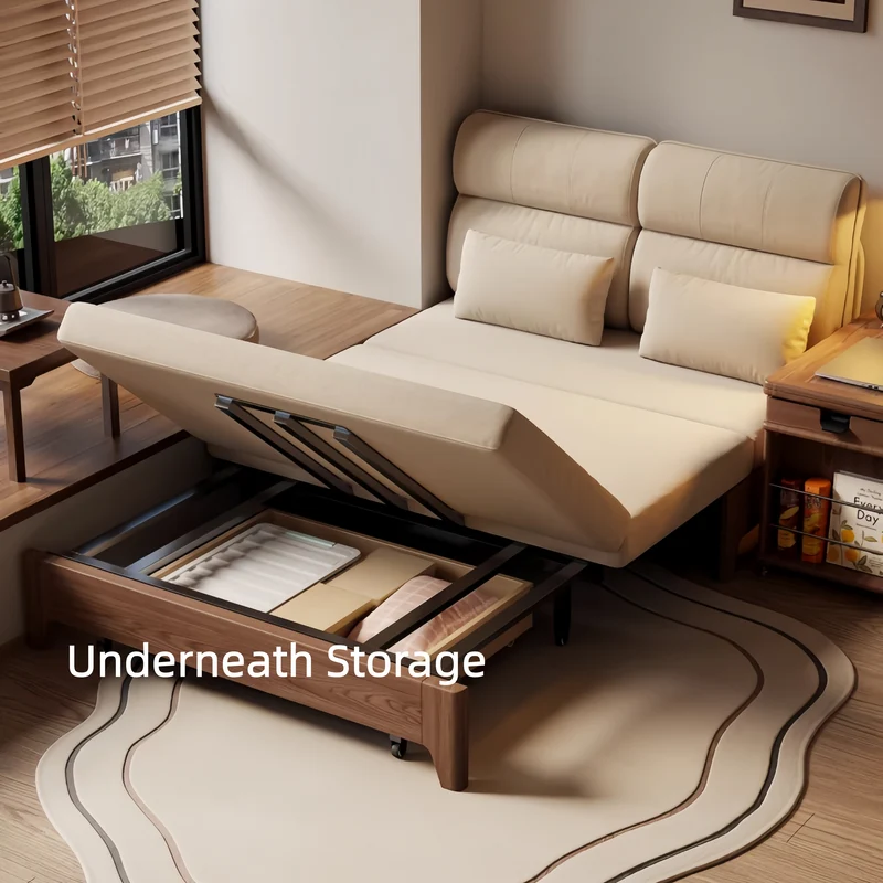 3-in-1-Schlafsofa mit stabilem Metallrahmen und Stauraum darunter