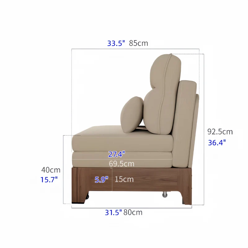 3-in-1-Schlafsofa mit stabilem Metallrahmen und Stauraum darunter