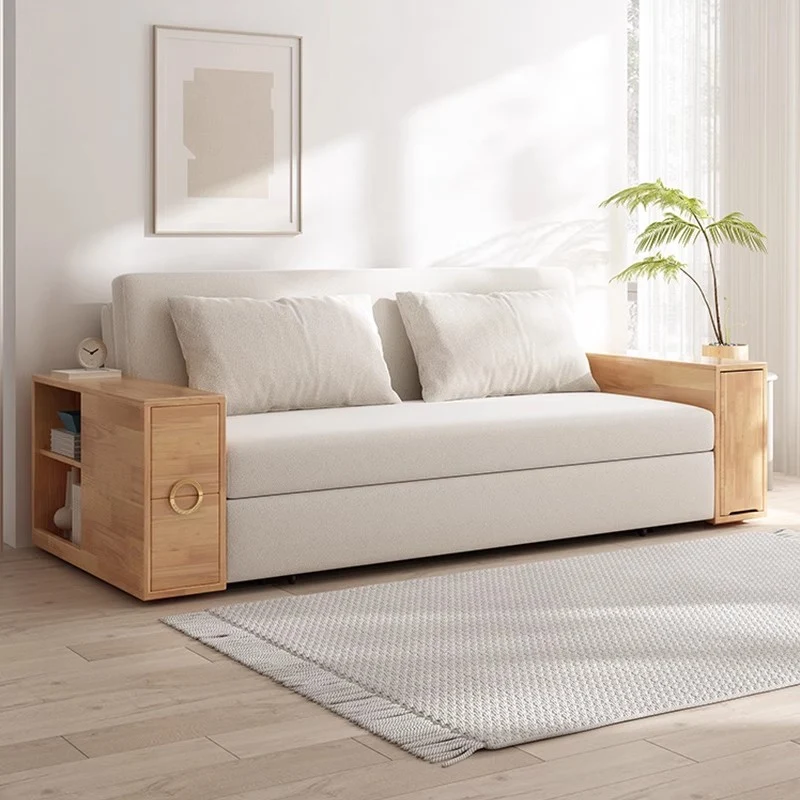 3-in-1-Schlafsofa mit versteckter Schreibtisch-Armlehne und Stauraum darunter