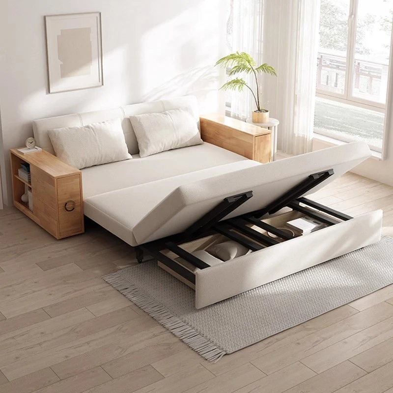 3-in-1-Schlafsofa mit versteckter Schreibtisch-Armlehne und Stauraum darunter