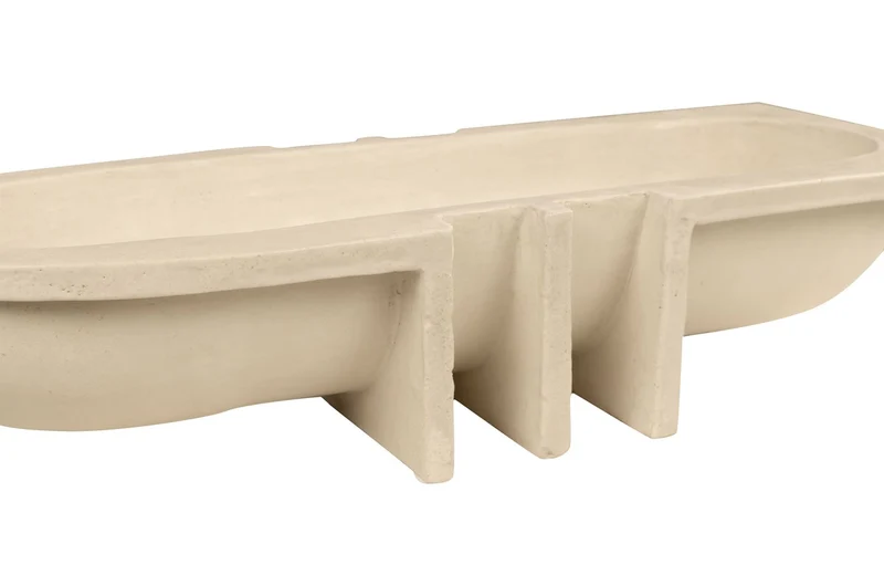 Casa Padrino Luxus Schale Naturfarben 51 x 19,5 x H. 11 cm - Längliche Steingut Deko Schale im Natural Finish - Luxus Deko Accessoires