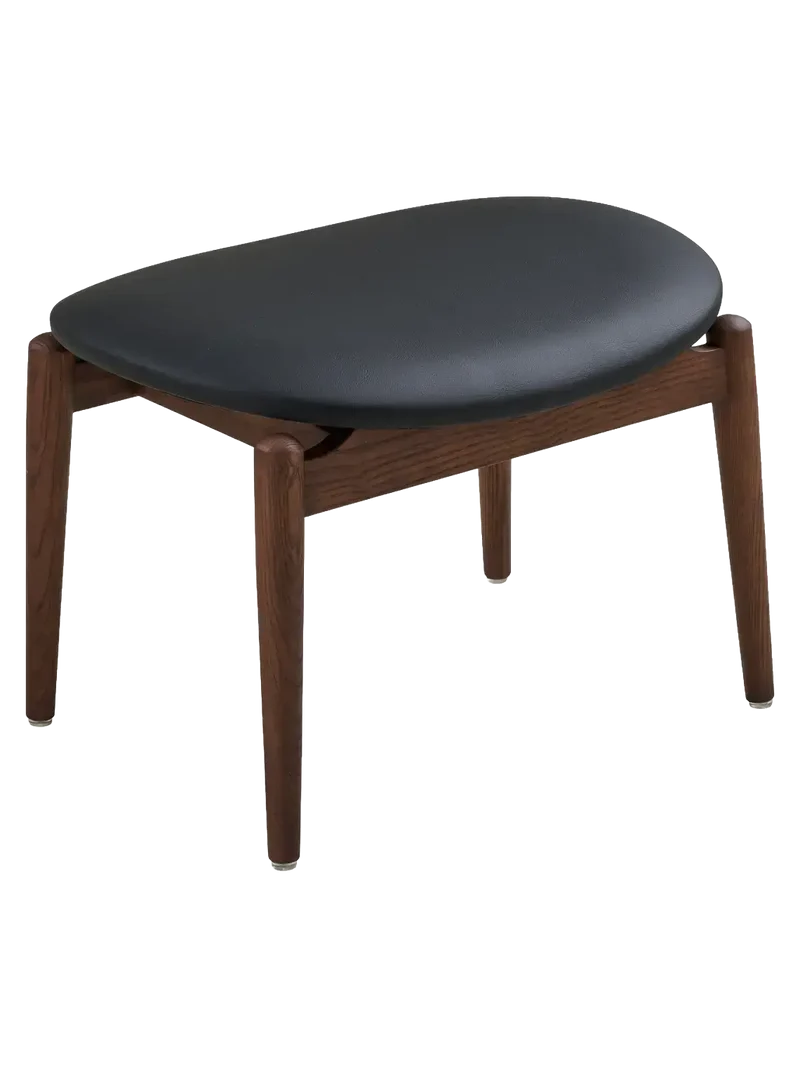 Olvera Fußhocker Eschenholz/PU, dunkelbraun/schwarz
