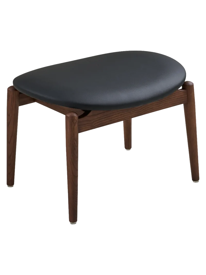 Olvera Fußhocker Eschenholz/PU, dunkelbraun/schwarz