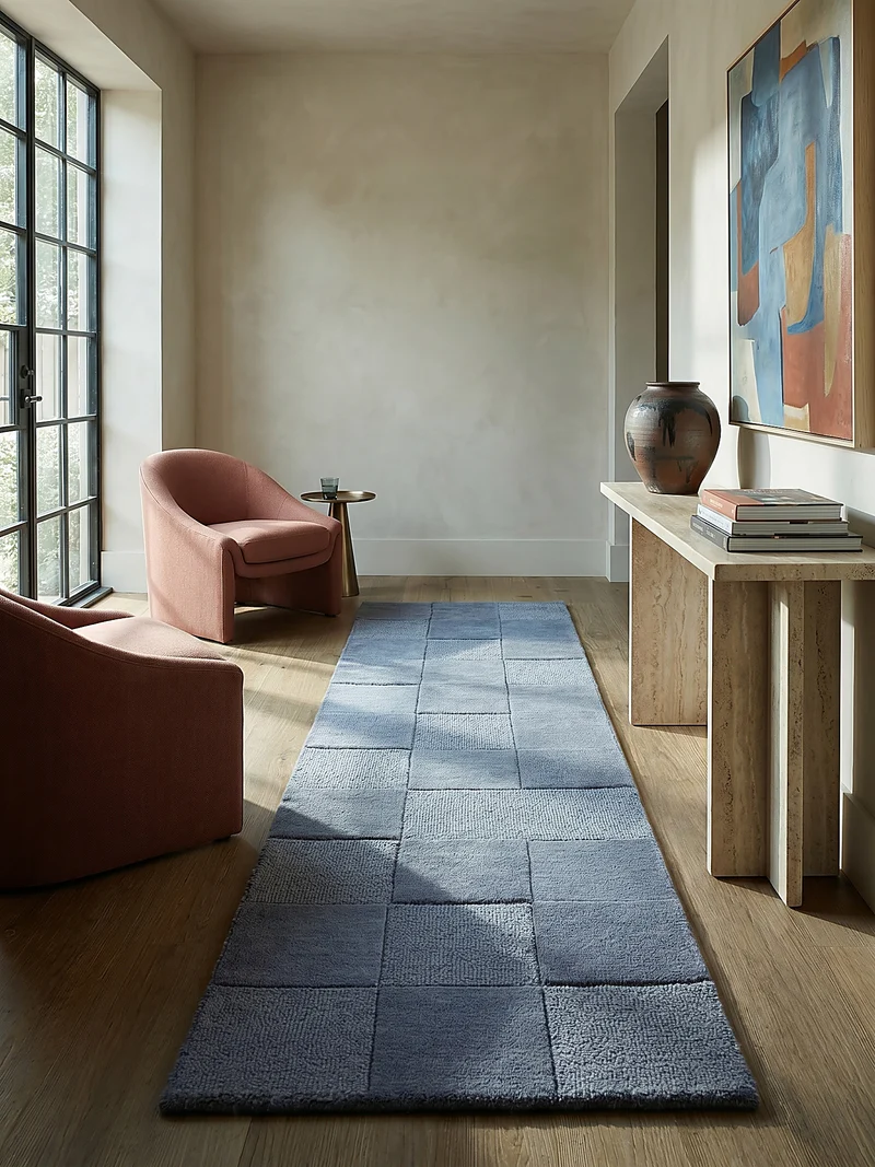 Wollteppich Schachbrett Muster, Karos, Wohnzimmer schmutzabweisend