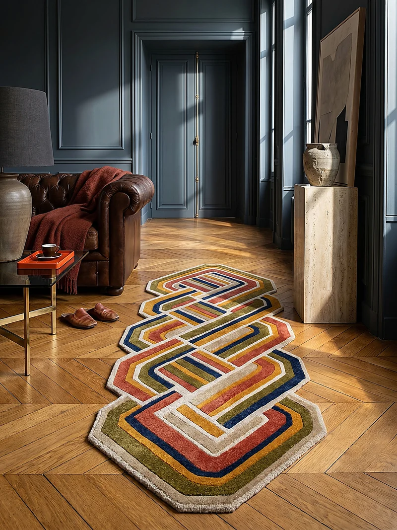 Wollteppich Shaped Crosshatch · 100 % Wolle · Hand-Tufted · 6 mm · Multi-Color