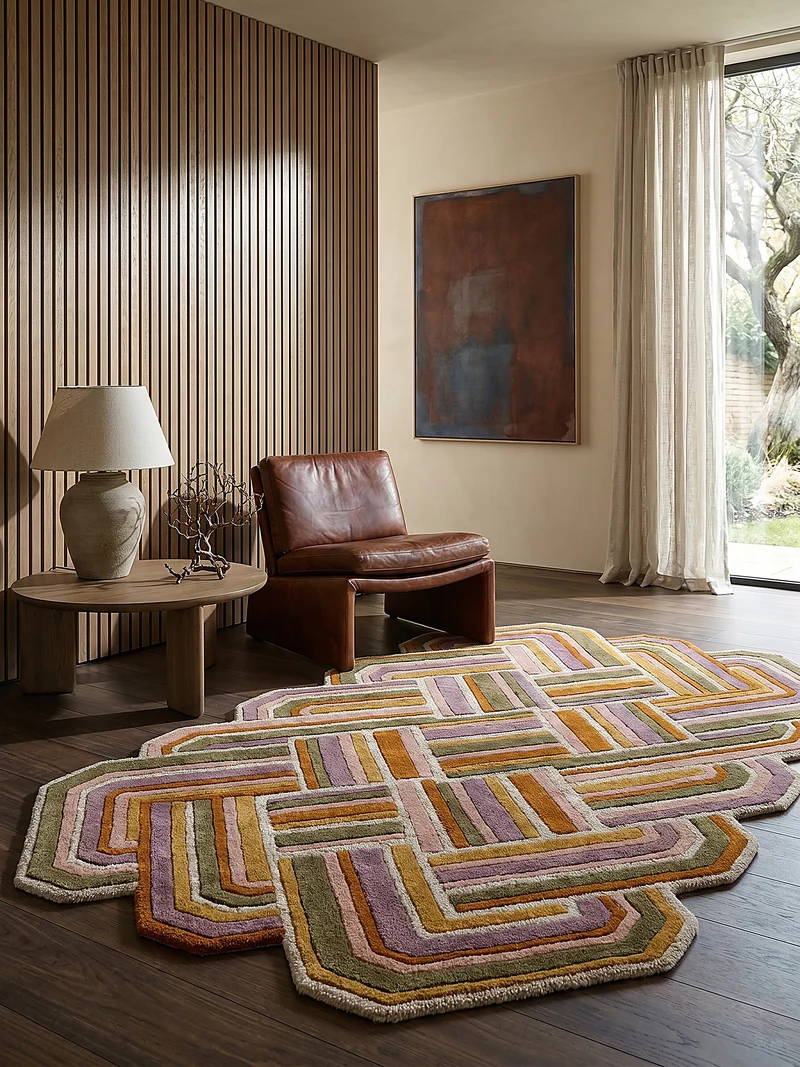 Wollteppich Shaped Crosshatch · 100 % Wolle · Hand-Tufted · 6 mm · Multi-Color