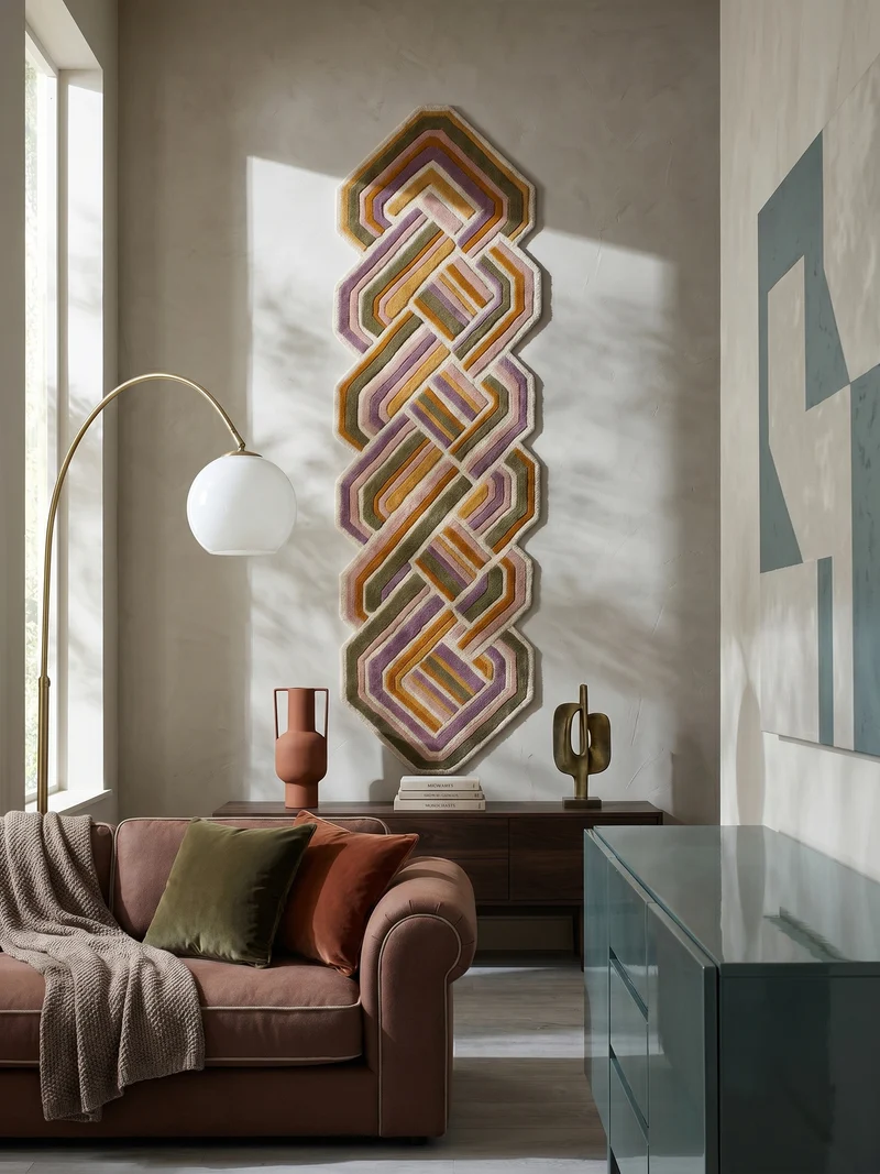 Wollteppich Shaped Crosshatch · 100 % Wolle · Hand-Tufted · 6 mm · Multi-Color