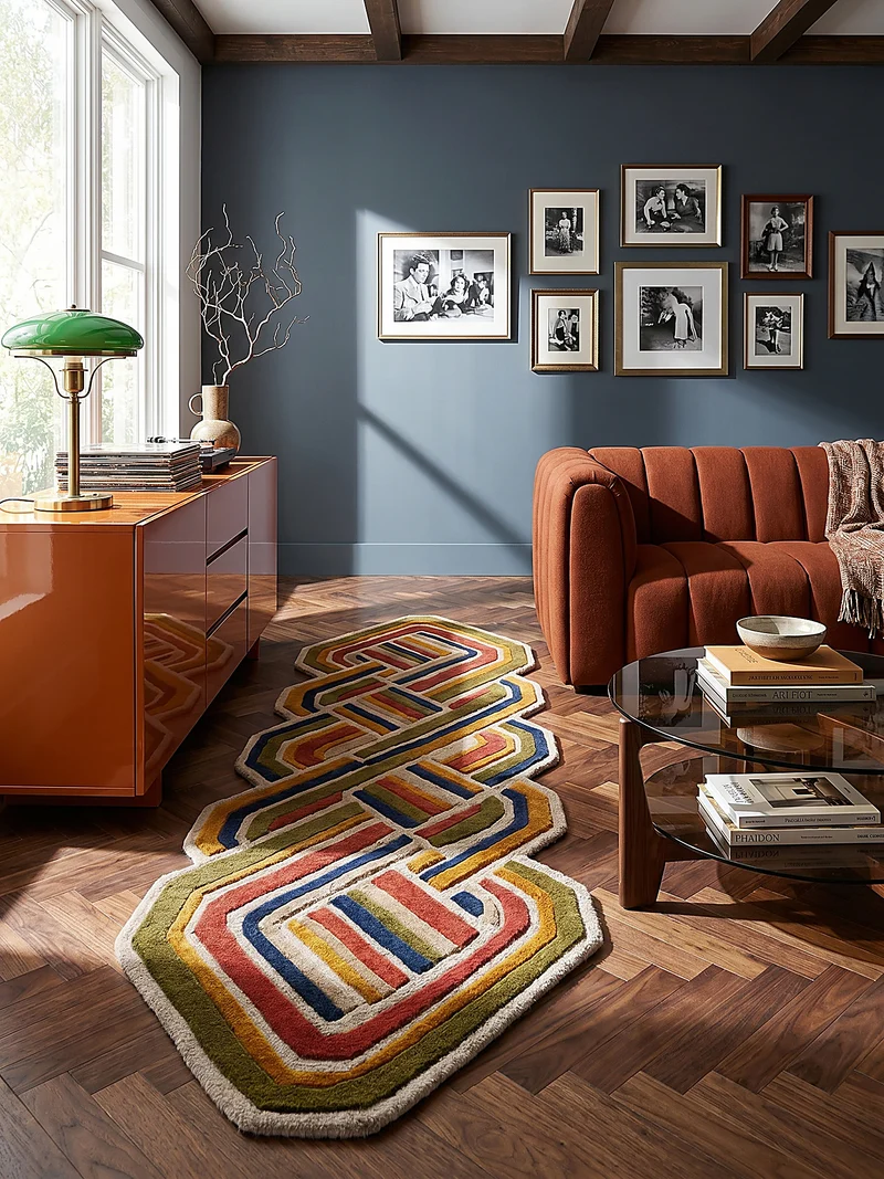 Wollteppich Shaped Crosshatch · 100 % Wolle · Hand-Tufted · 6 mm · Multi-Color