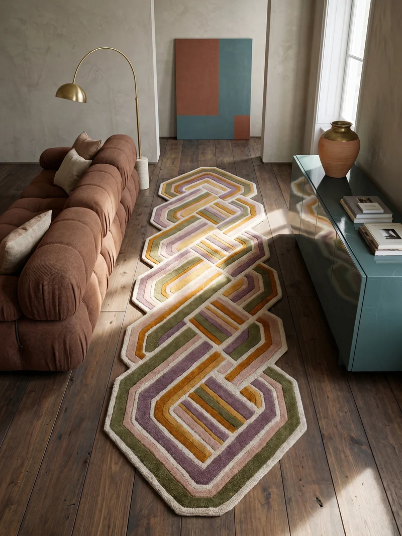 Wollteppich Shaped Crosshatch · 100 % Wolle · Hand-Tufted · 6 mm · Multi-Color