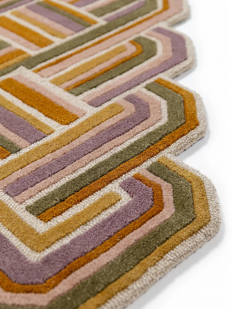 Wollteppich Shaped Crosshatch · 100 % Wolle · Hand-Tufted · 6 mm · Multi-Color