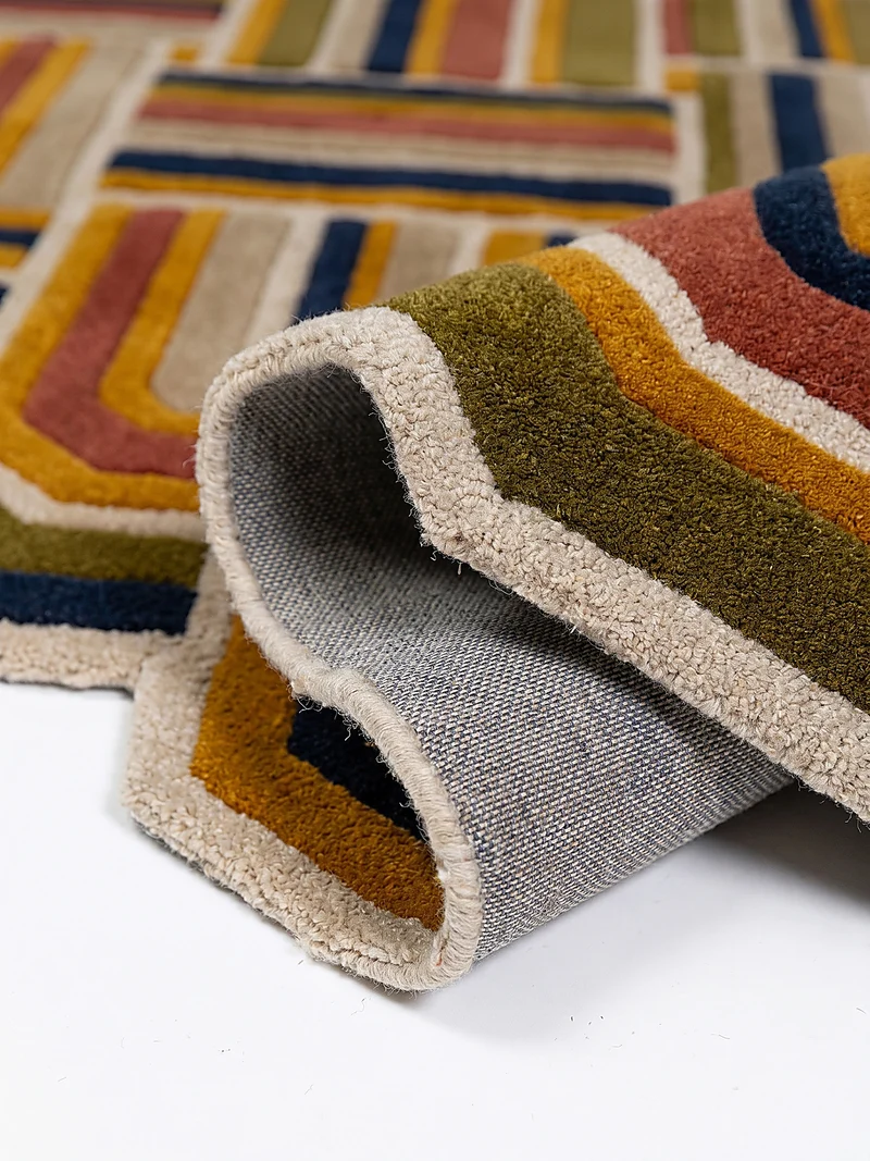 Wollteppich Shaped Crosshatch · 100 % Wolle · Hand-Tufted · 6 mm · Multi-Color