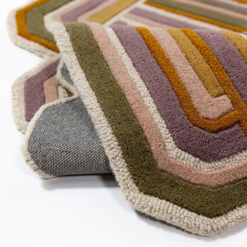 Wollteppich Shaped Crosshatch · 100 % Wolle · Hand-Tufted · 6 mm · Multi-Color