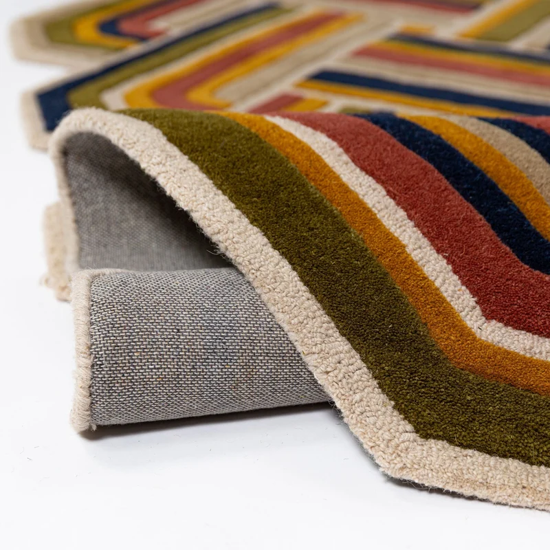 Wollteppich Shaped Crosshatch · 100 % Wolle · Hand-Tufted · 6 mm · Multi-Color