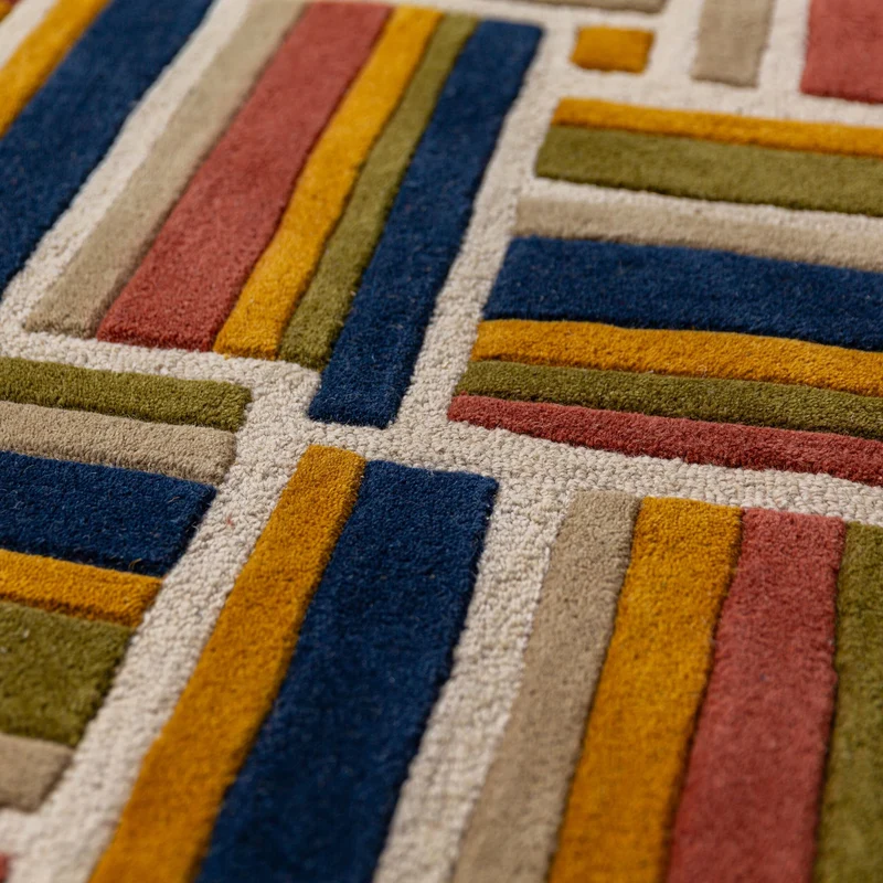 Wollteppich Shaped Crosshatch · 100 % Wolle · Hand-Tufted · 6 mm · Multi-Color