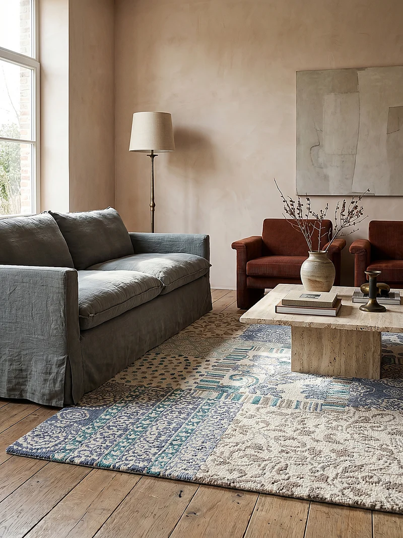 Wollteppich Patchwork, Wohnzimmer