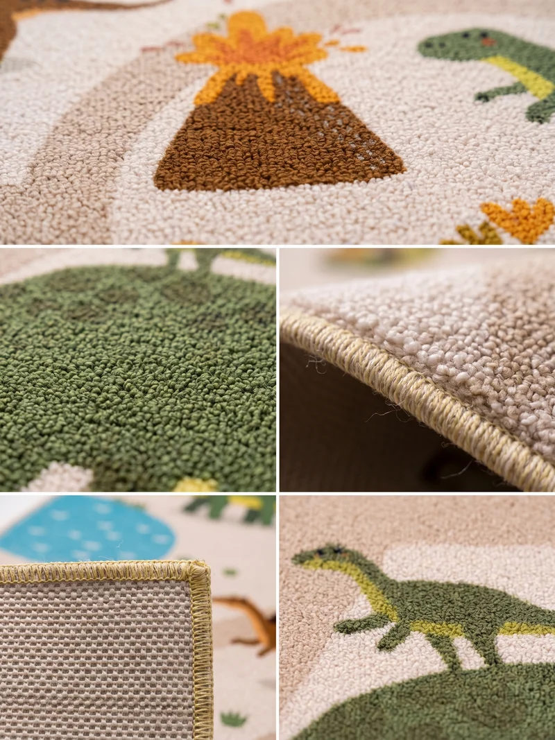 Kinderteppich Dinosaurier Waschbar mit Rutschstopp