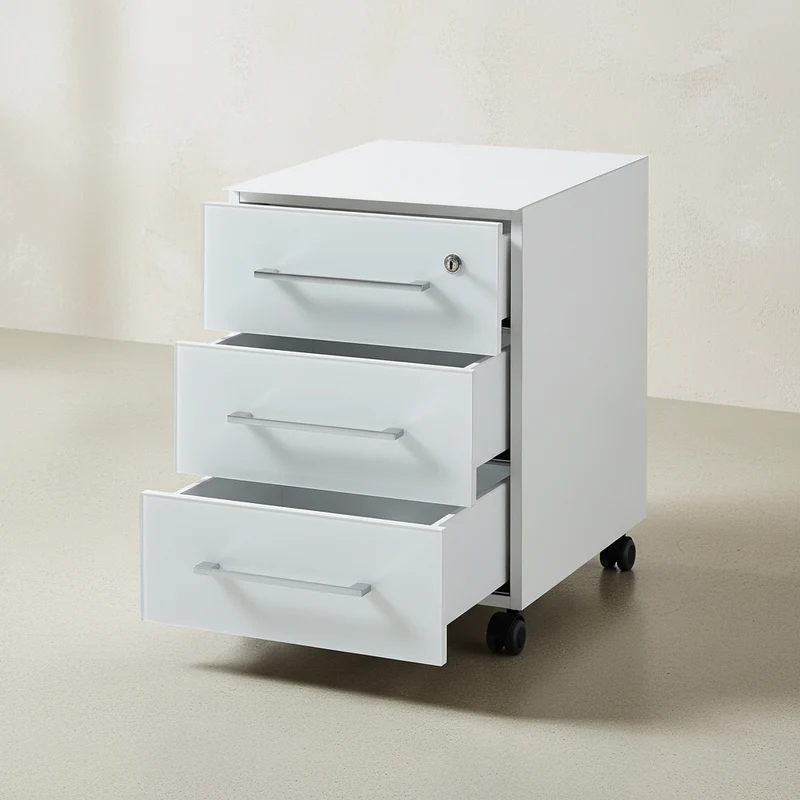 Schreibtisch-Set 160x80 cm | Glasplatte & Container