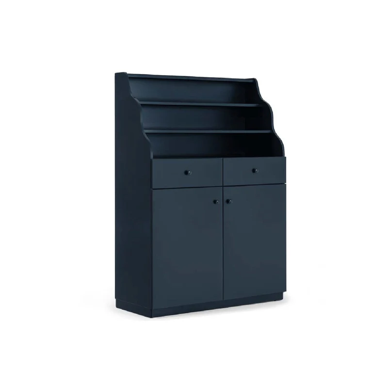 Servant-14 Multi-Tier Storage Cabinet with Shelves and Drawers – Matte Black
