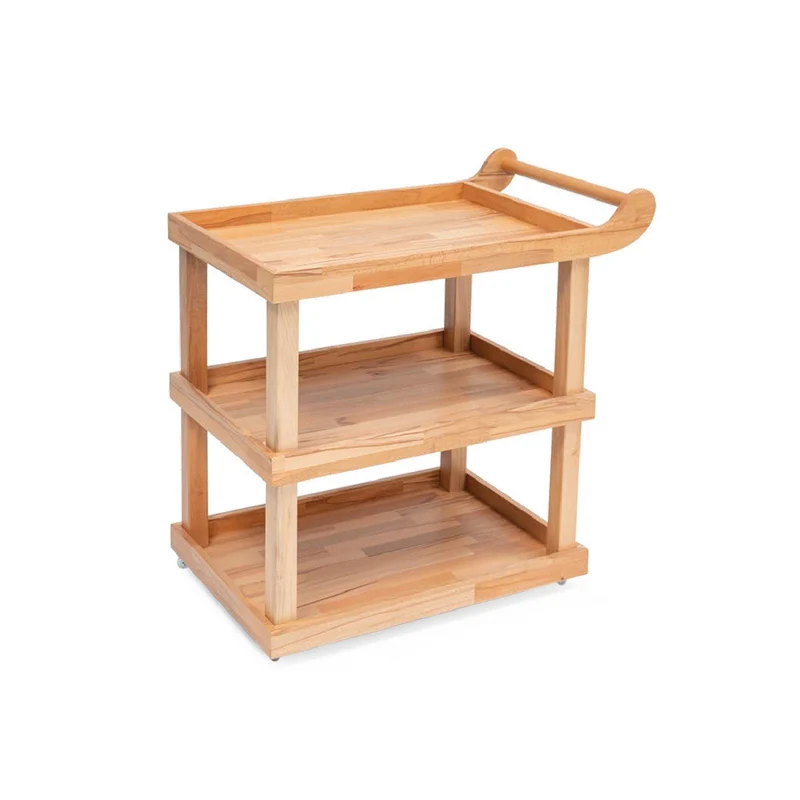 Servis-1 Wooden Three-Tier Serving Cart – Natural Finish