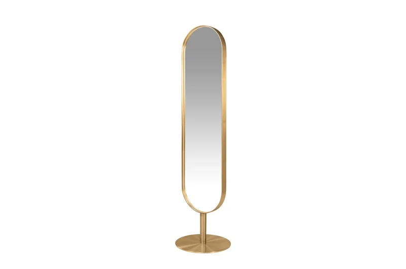 Casa Padrino Luxus Standspiegel Silber Ø 45 x H. 175 cm - Standspiegel in ganzer Körperhöhe aus Edelstahl und Glas - Luxus Deko Accessoires