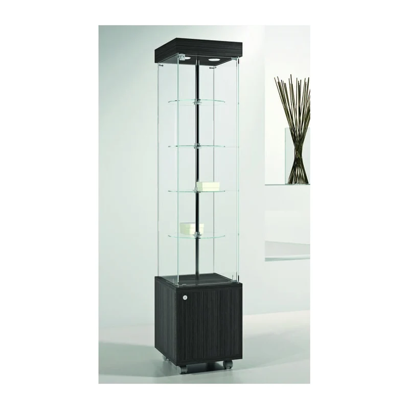 Casa Padrino Luxus Dreh-Ladenvitrine 40 x 40 cm H. 187 cm mit LED mit Unterschrank mit Drehböden - Ladeneinrichtung - Boutique Möbel - Made in Italy