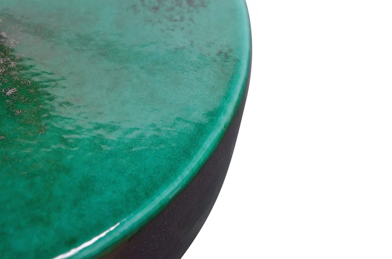 Casa Padrino Luxus Vase Grün Ø 28 x H. 19 cm - Breite Steingut Vase Otis S - Luxus Deko Accessoires