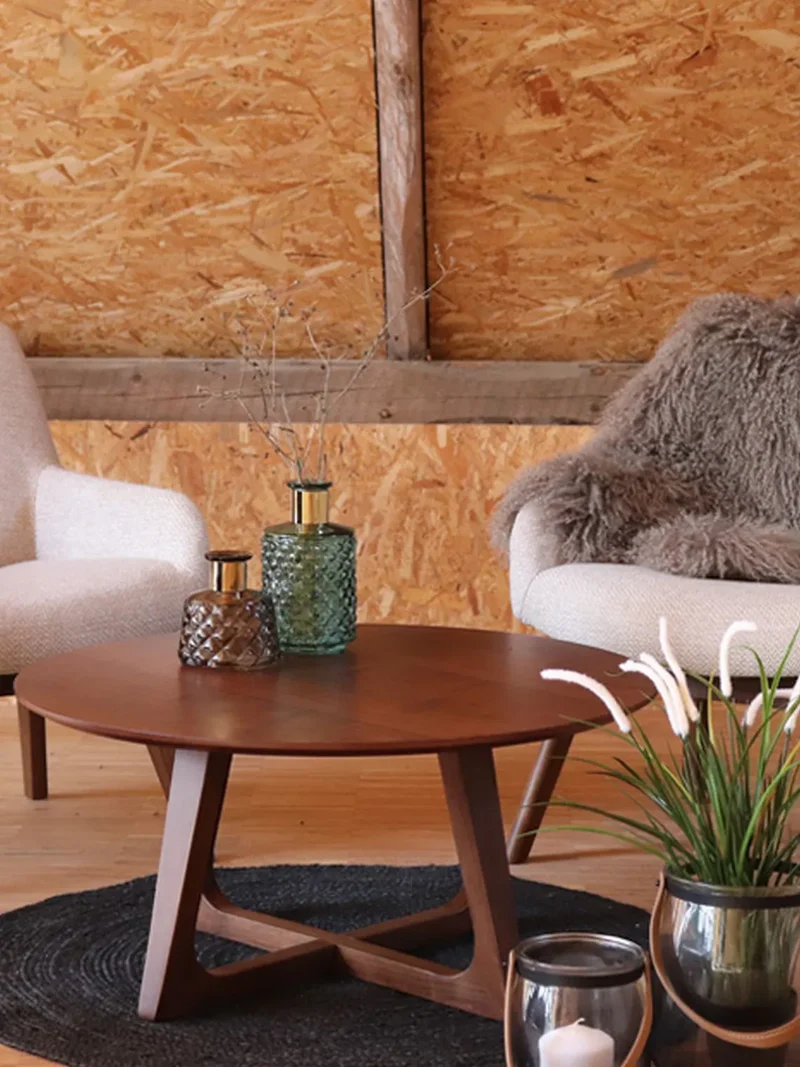 London Loungesessel Stoff/Nussbaum