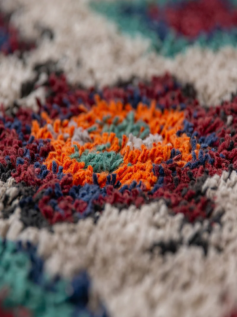 Shaggy-Teppich Berber-Medaillons · 30 mm Hochflor · recycelter Polyesterflor