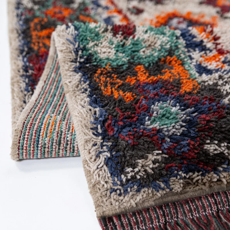 Shaggy-Teppich Berber-Medaillons · 30 mm Hochflor · recycelter Polyesterflor