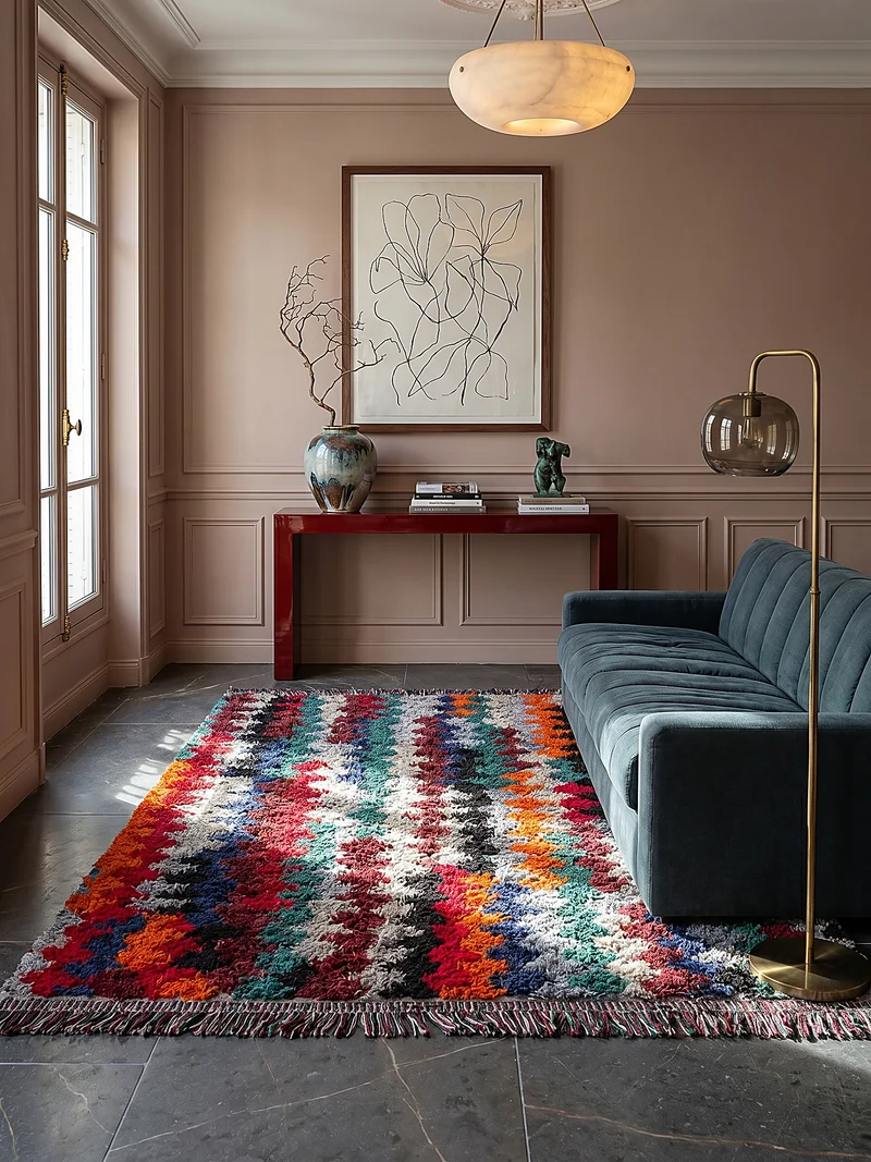 Shaggy-Teppich Berber-Diagonale · 30 mm Hochflor · recycelter Polyesterflor