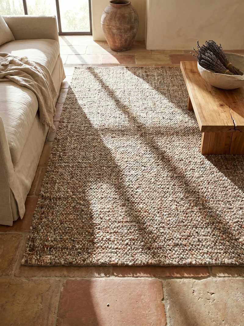 Wollteppich Tweed-Heather Bouclé · 100 % Schurwolle · Handgewebt · Multi-Tonal